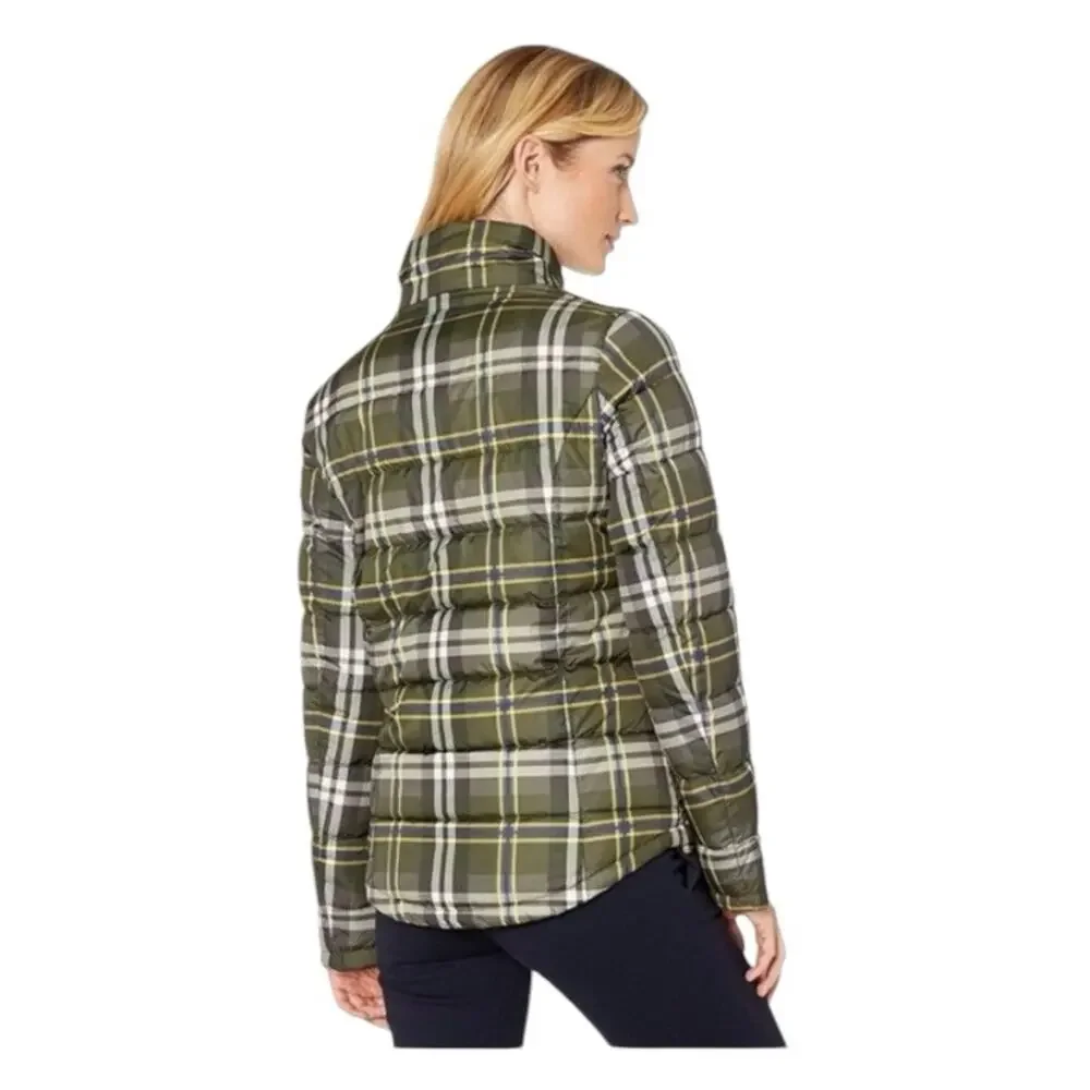 Lauren Ralph Lauren Green Plaid Puffer Quilted Jacket Loden Check size medium